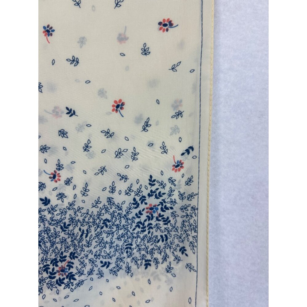 Vintage Jim Renoir Scarf Long Rectangle Ivory Blue Pink Floral 52inx11.25in - Picture 7 of 8